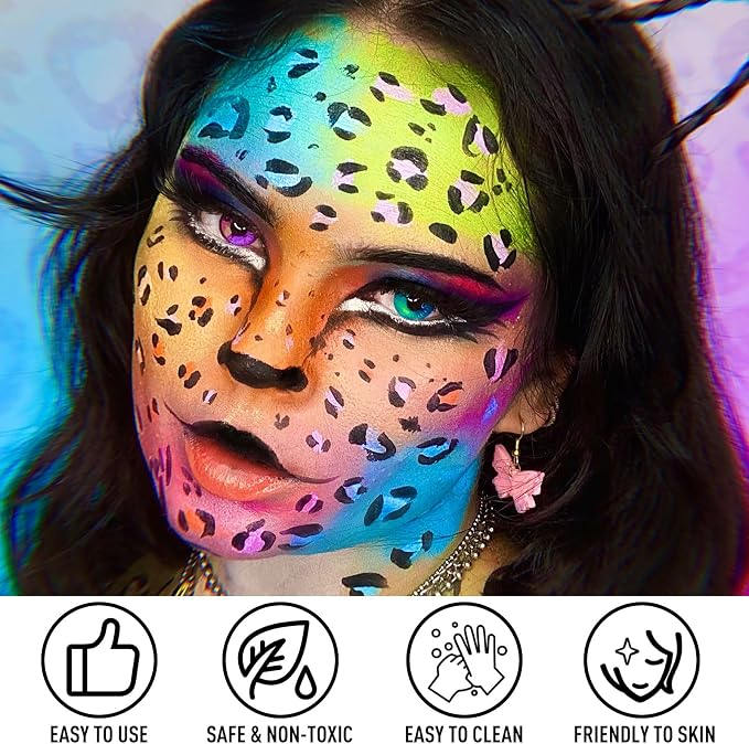 UCANBE Athena Face Body Paint Oil Palette, 20 Colors Large Black White Professional Flash Tattoo Halloween SFX Party Artist Costume Festival Stage Cosplay Full Size Makeup Painting Kit 168g