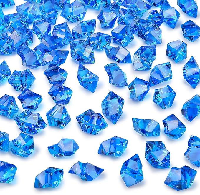 DOMESTAR Royal Blue Fake Ice Rocks,150 PCS Acrylic Crystal for Vase Fillers