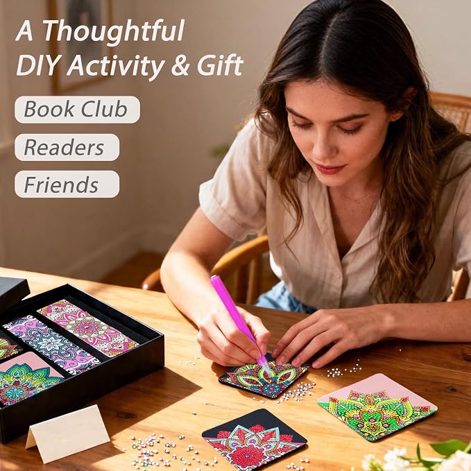8 PC Diamond Art Bookmarks Kit for Adult Crafts Kit Gifts for Women Mandala | DIY Diamond Paint Corner Bookmarks Set Christmas Day Gifts for Mom Small Diamond Art Kits Paint by Art