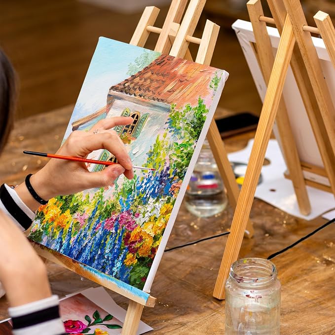Conda 2 Pack 18 Inch Wooden Tabletop Easel Stand, A-Frame Art Painting Easel for Painting, Display & Art Creation, Canvas Holder for Artists, Students & Hobbyists
