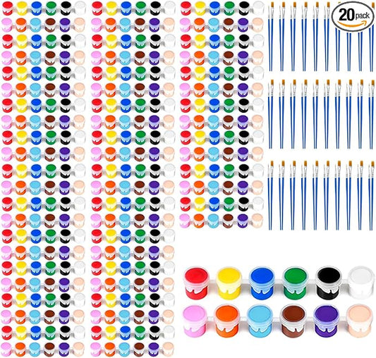 420 PCS Mini Acrylic Paint Set,30 Pack Washable Paint Strips for Kids & Adults - Includes 60 Brushes, 12 Colors kids Paint Kits for Easter Eggs, Birthday, Classroom Party，school supplies