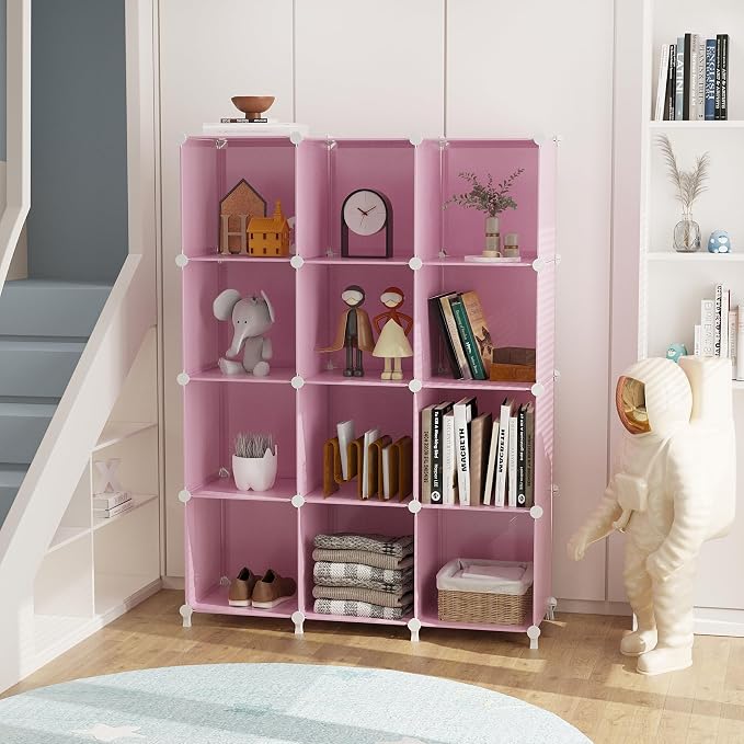 AWTATOS 12 Cube Storage Organizer, Closet Organizers Storage Shelves, Pink