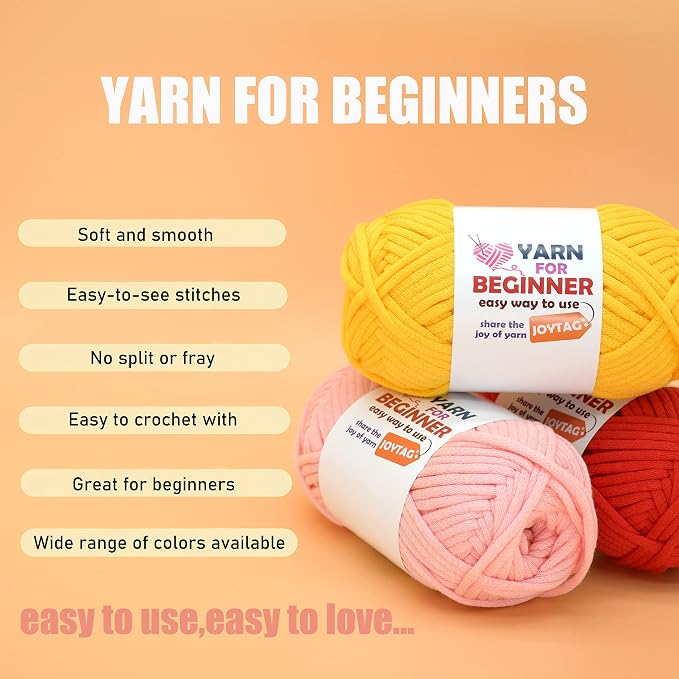 Christmas Green Cotton Crochet Knitting Yarn for Beginners - Easy-to-See Stitches, Cotton-Nylon Blend - Crochet Kit (3x50g)