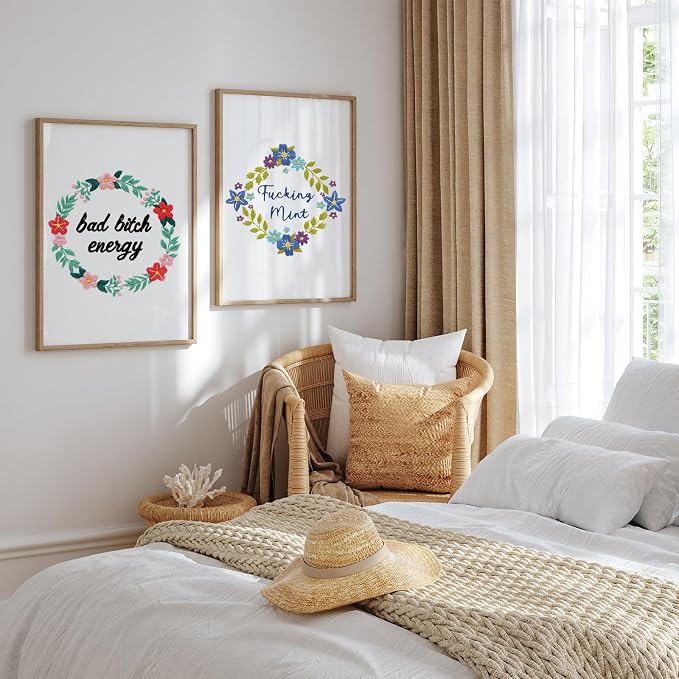Louise Maelys Funny Quote Embroidery Kit for Beginners Floral Wreath DIY | Designed for Fun, Cross Stitch Kits Feature Floral Patterns. Needlepoint Kit for Beginners and Adults to Make Handmade Crafts