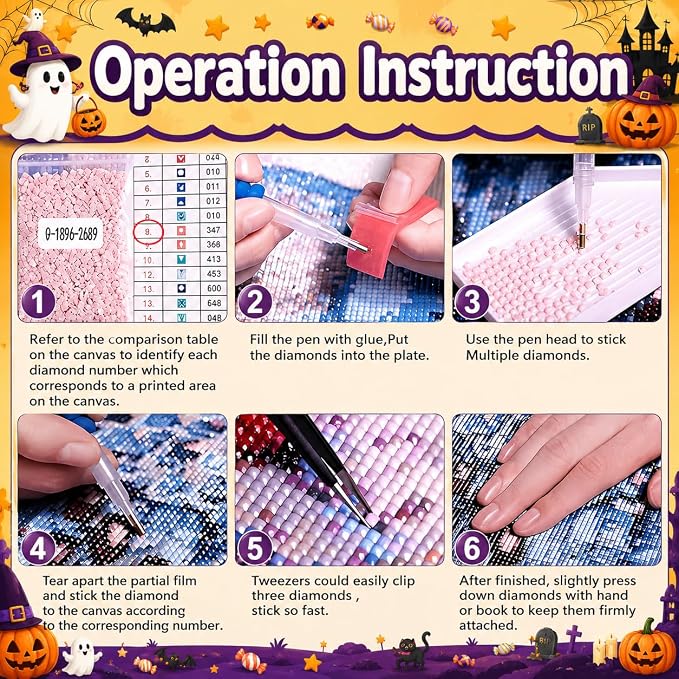 Witch Diamond Art Kits for Adults with Frame - Halloween Diamond Painting