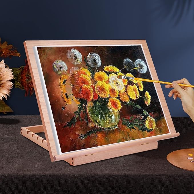 Miratuso Large Drawing & Sketching Board, Art Tabletop Easel Painting Easel | 24.8" L x 16.5" W (A2), 6 Adjustable Angles, Foldable, Portable Multiple Use, Gift for Artists, Children, Beginners & Student