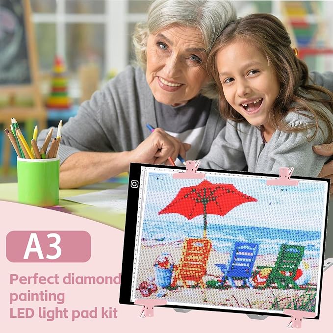 DNSGOOR 244Pcs Diamond Art Accessories Kit with A3 LED Light Pad