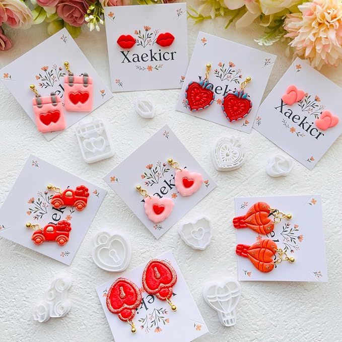 Heart Theme Polymer Clay Cutters Set – Molds and Clay Cutters for Polymer Clay, Decorative Clay Earring, Clay Tools