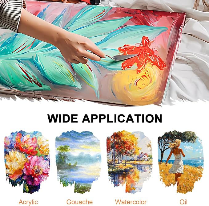 Nicpro 36pcs Paint Brush Set for Acrylic Painting,Oil, Watercolor (Wood) | Professional Paintbrushes for Acrylic Oil Gouache,Includes Palette Knife and Cloth Roll, Art Supplies for Artists & Beginners