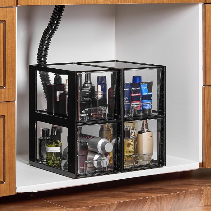 Vtopmart 4 Pack Large Stackable Storage Drawers, Black