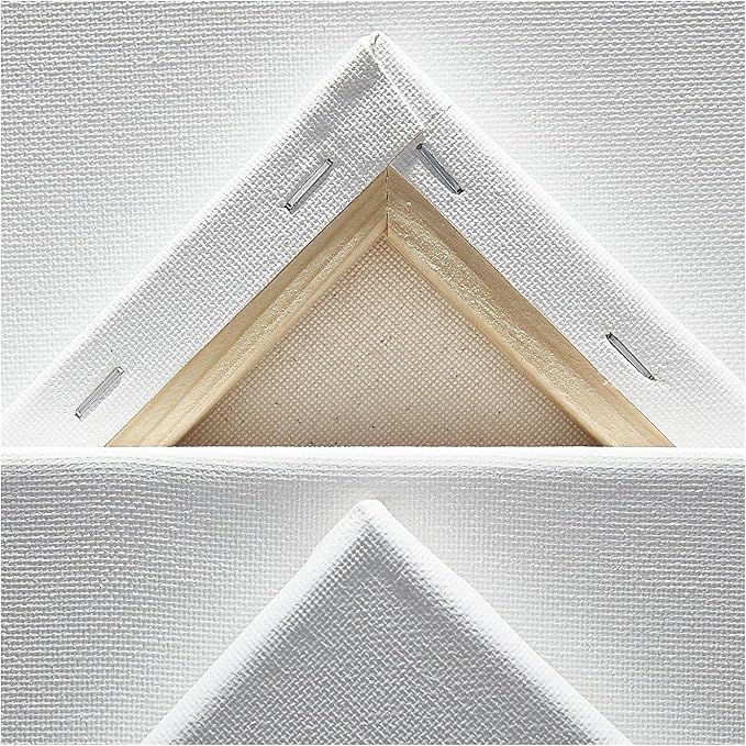 KINGART 804-8 White Stretched Canvas, 100% Cotton, Gesso Primed, for Acrylic, Oil & Mixed Media, 12" x 12", Pack of 8