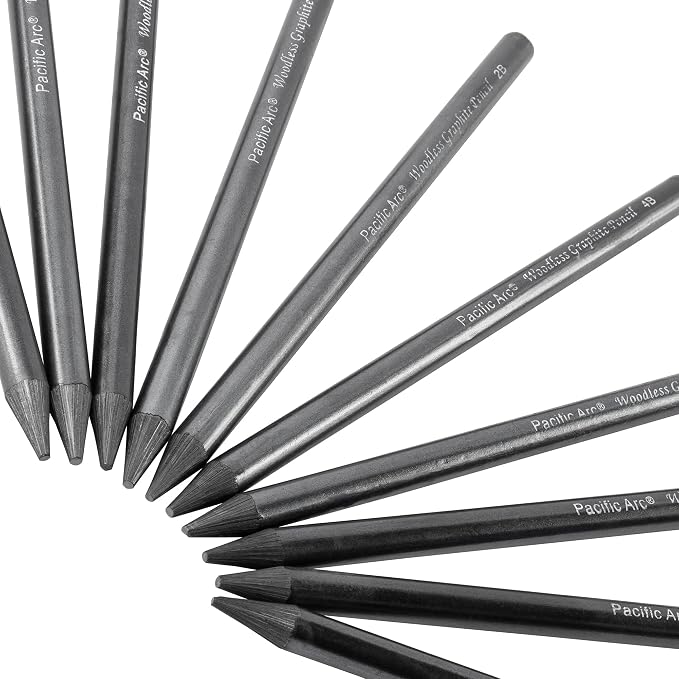 Pacific Arc Woodless Graphite Pencil 6 Pack Set, 8B, for Sketching, Drawing, Coloring and Art