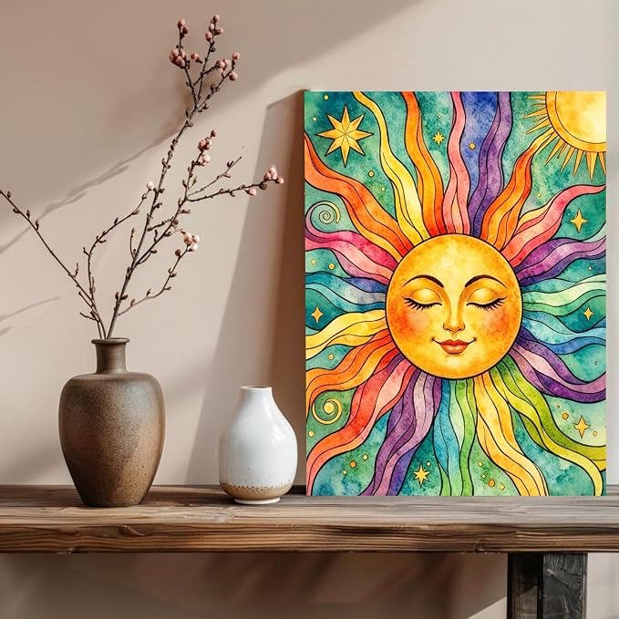 xcemhil Sun Paint by Numbers Kit for Adults Beginner, Summer Paint by Numbers for Adult, Acrylic Paint by Number Kits Suitable for Home Wall Art Decor Gifts 16x20 Inch
