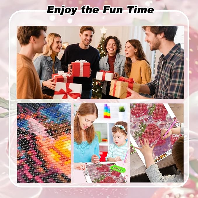 AIBOERL Diamond Art Kits for Adults,Strawberries Diamond Painting | Round Drill Strawberries Diamond Painting for Beginners DIY Rhinestone 5D Diamond dots(Gemstone Craft)Wall Art Gift 12x16IN