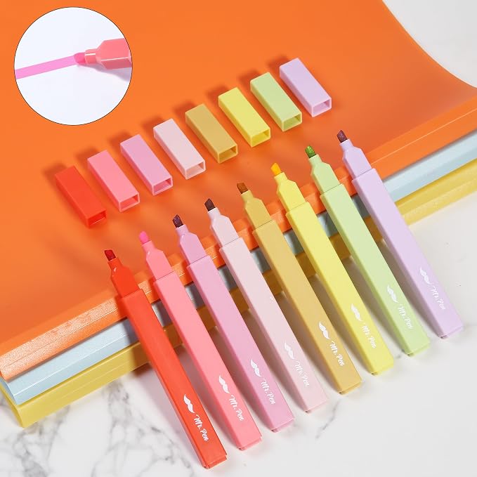 Mr. Pen- Aesthetic Highlighters No Bleed, 8 Pack, Assorted Colors | Chisel Tip, Cute Highlighters Assorted Colors for Journaling, Highlighting, Underlining, Fast Dry, Back to School Supplies