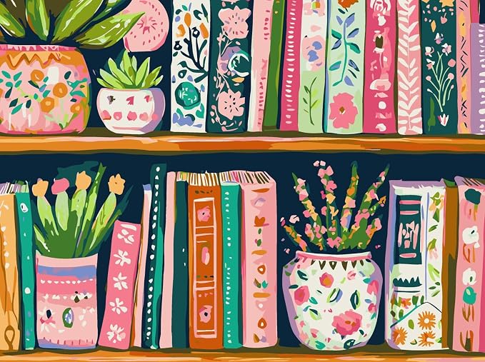 Book Flower Paint by Numbers Kit On Canvas for Adults Beginners 12x16In | Easy DIY Acrylic Oil Painting Kits for Home Wall Decor