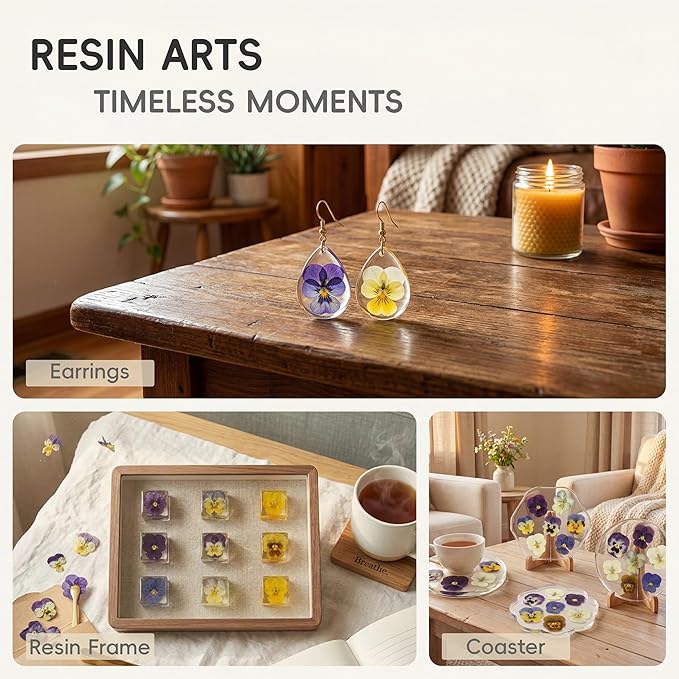 LUXEEASE 8 Color 64P Pansy Dried Pressed Flowers