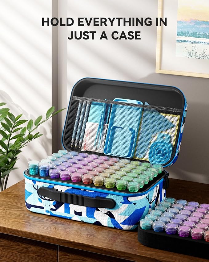 ARTDOT 120 Slots Storage Container for Diamond Art Kits for Adults, Portable Bead Storage Boxes for Diamond Painting Accessories and Tools