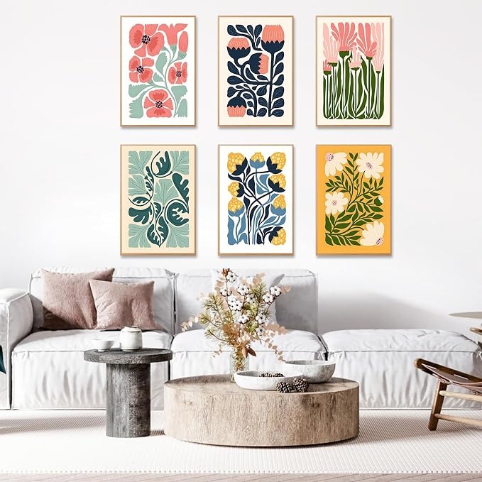Okarina 6 Pack Paint by Numbers Kit for Adults & Beginners, Flower Designs | Paint by Number Kits on Canvas without Frame, 8x12 Inch, DIY Painting Kit for Home Wall Decor, Gifts for Women & Men
