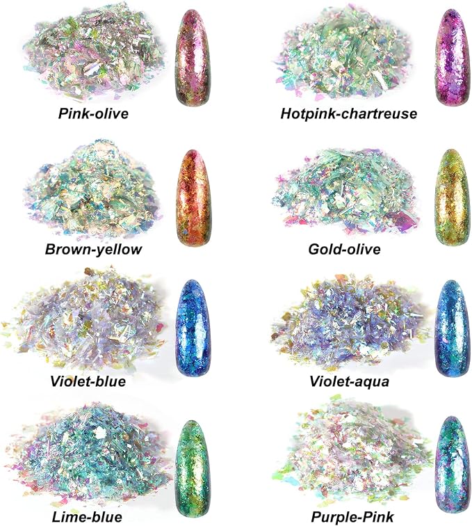 LET'S RESIN Chameleon Chunky Flakes, Resin Supplies for Resin Crafts | Intense Colorshift Pigment Powder for Silicone Molds/Tumbler, Chrome Powder Iridescent Flakes for Nail Art/Paints/Soap Making