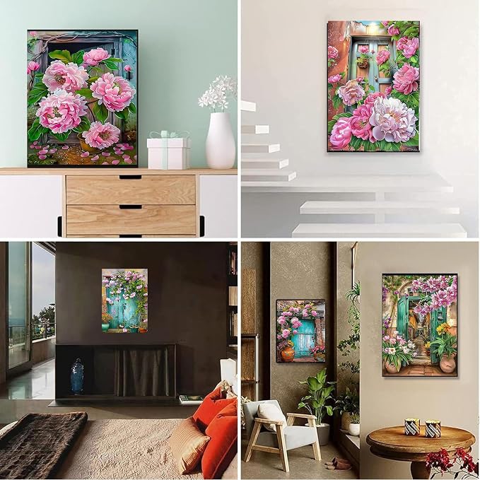 DOTSOPS 6 Pack Flowers Diamond Painting Kits for Adults Art Painting Kits | Crafts DIY 5D Diamond Art Packs Kits Full for Adults,Beginner Home Wall Decoration Gift 11.8 x 15.7 Inches