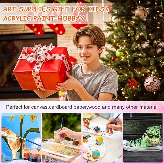 40 Pack Mini Acrylic Paint Set,6 Colors Acrylic Paints Strips for Adults Craft Paint, 320 PCS Painting Kit Container Strips Storage, Perfect for Home Birthday Classroom Party Favors