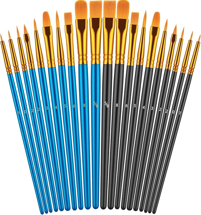 Artstorys Paint Brushes Set, 20 Pcs Acrylic Oil Watercolor Painting Brushes | Artist Paintbrush (Nylon Hair Wood Handles) for Adult Drawing, Great for Face, Rock & Canvas, Arts Craft Supplies, Blue+Black