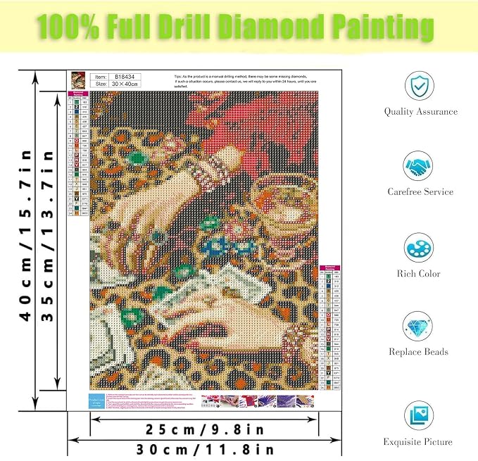 Leopard Diamond Art Kits for Adults,Lucky Diamond Painting Kits 12X16 Inch