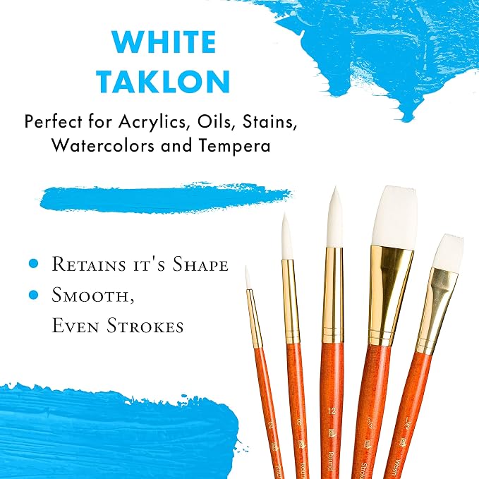 Princeton RealValue Brush Set, Synthetic White Taklon, Orange Handle, 5 Piece, 1 Count