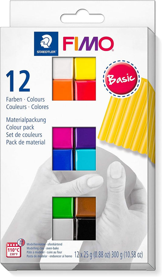 STAEDTLER FIMO Soft Oven Bake Polymer Clay: Set of 12 Assorted Colors (25g Each) - Clay for Modeling, Jewelry, Sculpting - Adult Arts and Crafts & Hobbies