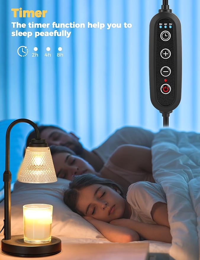 Candle Warmer Lamp with Timer Home Decor Birthday Gifts for Women Mom Her | Dimmable Candle Warmer for Jar Candles, Height Adjustable Wax Melt Warmer, Room Decor Desk Lamp, House Warming Gifts New Home
