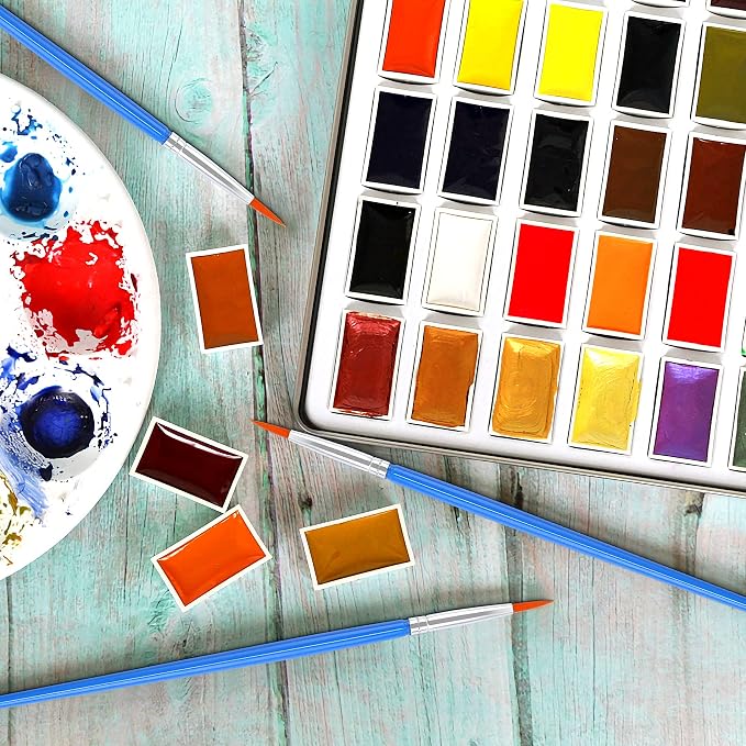30 Pcs Round Paint Brushes, Small Brush Bulk for Miniature Detail Painting | Nylon Bristles Plastic Short Handle, Art Crafts School Projects, Flat Detail Painting, Crafts Face Painting