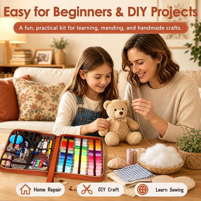 Hoarecal Sewing Kit for Adults, 241 Pcs Upgraded Needle and Thread Kit Hand Travel Sewing Supplies Repair Kits for Home Dorm College Beginners - Christmas Gifts for Mom Grandma