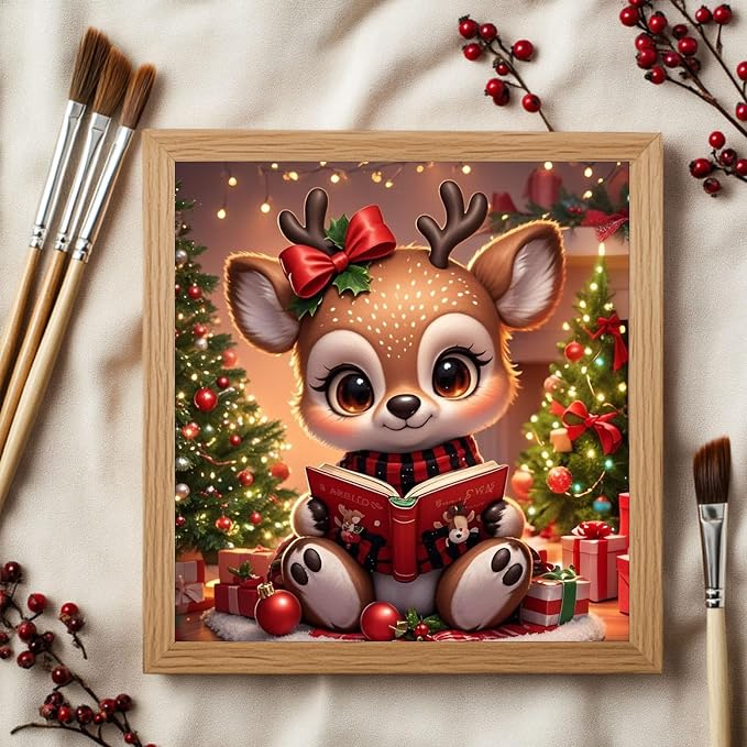 CRZMODE Christmas Paint by Numbers Kit for Adults, Deer Paint by Numbers for Adults, Acrylic Painting Crafts for Home Decor Gift (16x16inch)