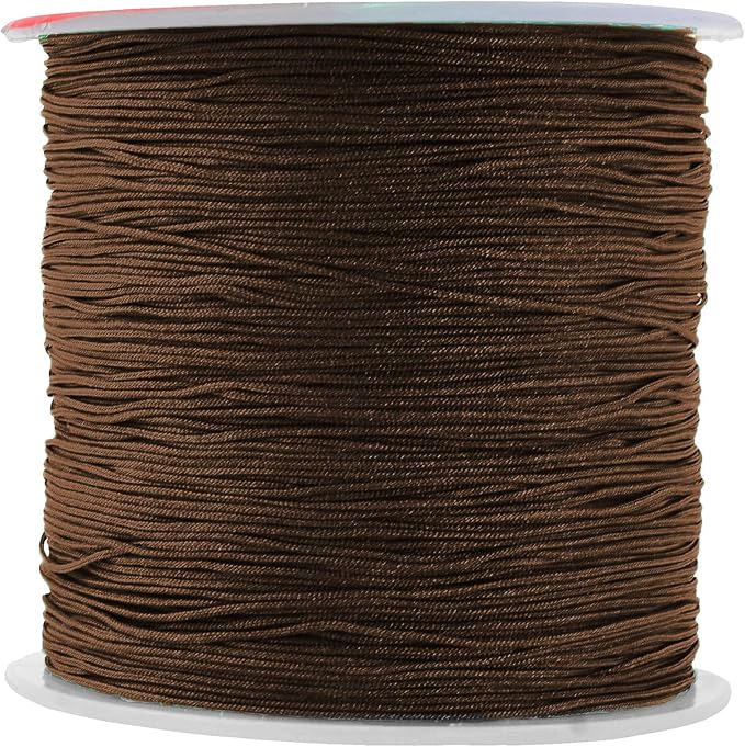 Mandala Crafts 0.5mm Brown Rattail Nylon Satin Cord for Jewelry Making