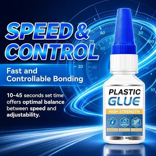 Plastic Glue for Models & Miniatures, 30g Instant CA Adhesive with Precision Applicator, Strong Model Glue for PLA, ABS, PVC, Acrylic & 3D Print Repairs