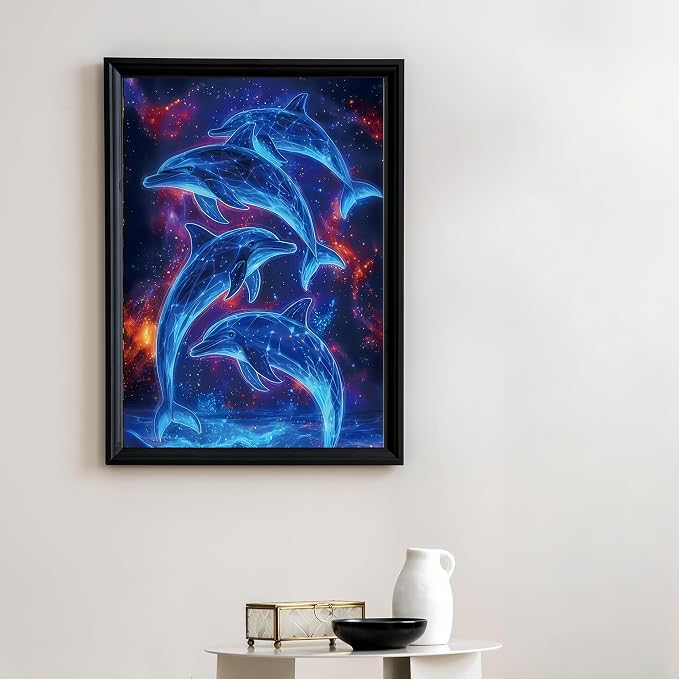 Dolphin 5D DIY Diamond Painting Kits for Adults Gem Art Kits | Diamond Art Kits for Beginners, Full Drill Dot Painting for Home Wall Decor11.8 x15.7 Inch