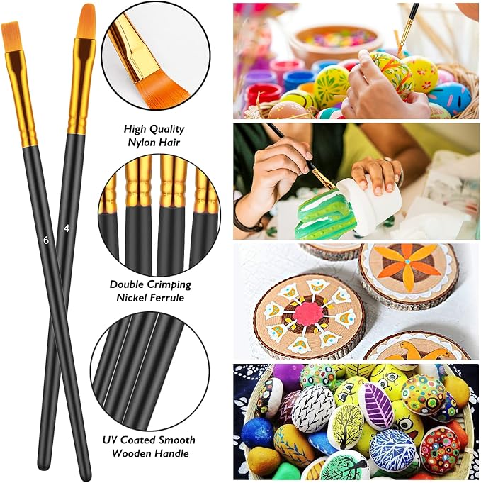 Artstorys Paint Brushes Set, 20 Pcs Acrylic Oil Watercolor Painting Brushes | Artist Paintbrush (Nylon Hair Wood Handles) for Adult Drawing, Great for Face, Rock & Canvas, Arts Craft Supplies, Blue+Black