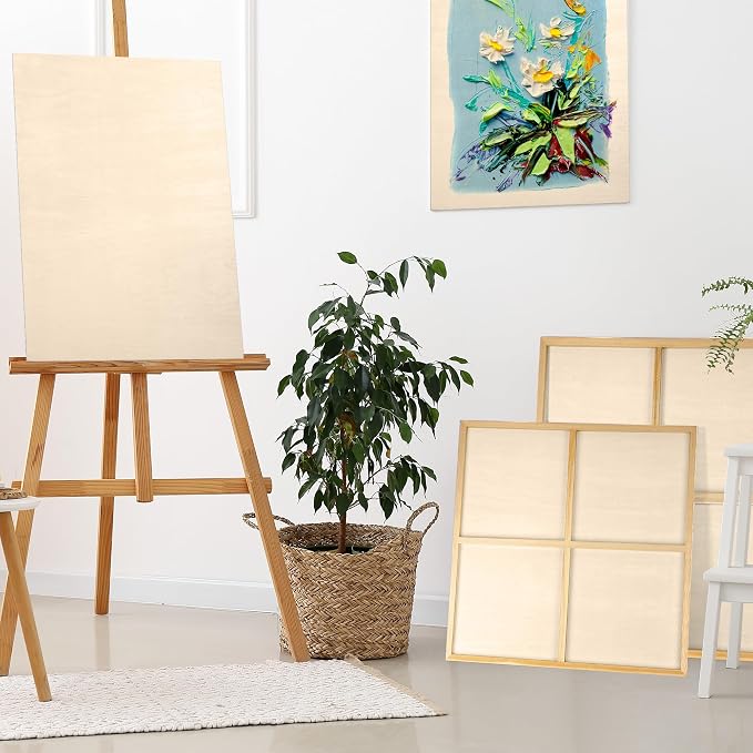 Aodaer 4 Pack Wood Panels 30 x 40 Inch Wooden Panels Canvas Unfinished Craft Wood Boards Panel for Art Crafts Acrylic and Oil Painting Pouring DIY Projects