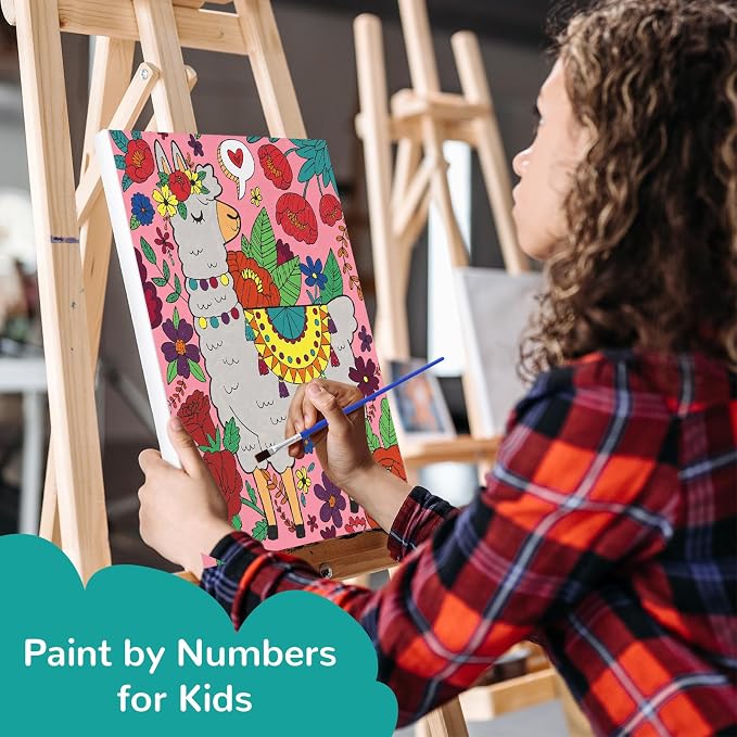 goldentime 3 Pack Kids Paint by Numbers Kit, Pre-Drawn Canvas Painting, Includes 8x10 inch Framed Canvas with 18 Acrylic Paints, 5 Brushes, Perfect Creative Gifts & Arts and Crafts for Kids