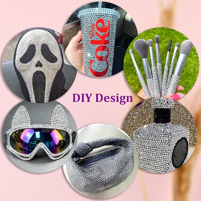 30000Pcs Resin Rhinestones for Bedazzling with Tweezers, Silver Rhinestones for Crafting with 3Pcs 10ml B7000 Jewelry Glue for DIY Crafts Clothing Tumblers Shoes Fabric Nail Art