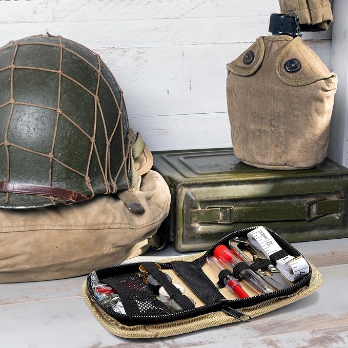 Suncalla 1 Pack Military Survival Sewing Kit Travel Emergency,Brown