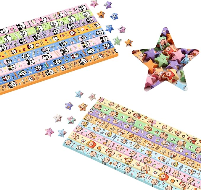 1120 Origami Star Paper Strips, Panda & Capybara DIY Crafts