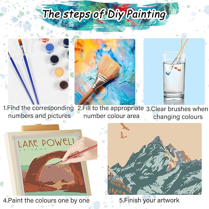 TONGZONGFU 4 Pack National Park Paint by Numbers Kit for Adults Beginners - 10x14 Inch Easy Paint by Number Landscape Kits on Canvas,Wander Painting National Parks Paint by Number (Without Frame)