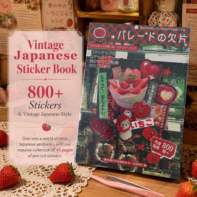 Tmtains 800+Pcs Japanese Sticker Book for Scrapbook Junk Journal (Memory)