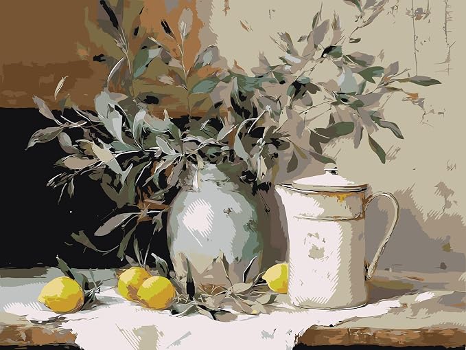 Plant Scenery Paint by Numbers Kit for Adults,Color By Numbers for Adults | Scenery Decor Painting by Number On Canvas, Paint Number Artist Funny Without Frame DIY, Home Wall Decor, 12x16in