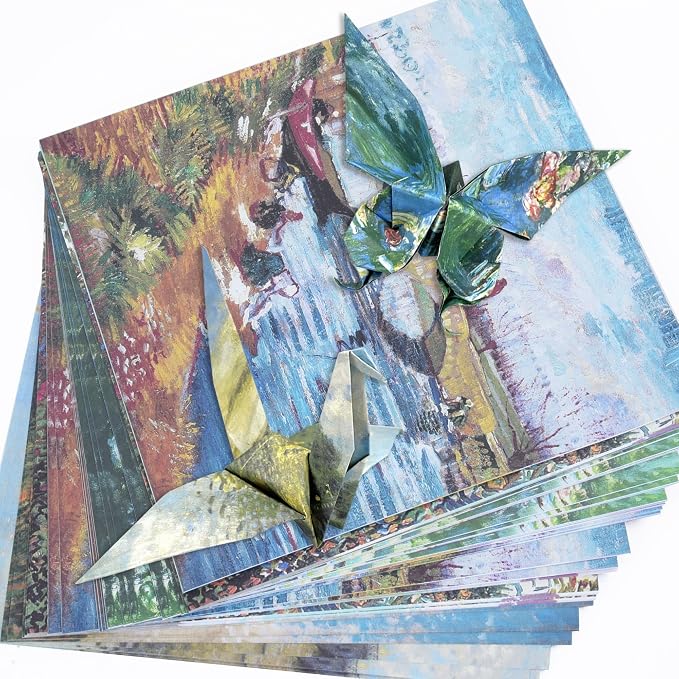 Origami Paper Kit 100 Sheets, 6x6 Inch Double Sided 40 Vivid Colored Paper | 70GSM Colorful Paper,40 Different Pattern Origami Kit,DIY Hand Crafts,Arts Creativity,Easy to Fold,No-Fading.Monet Fresh