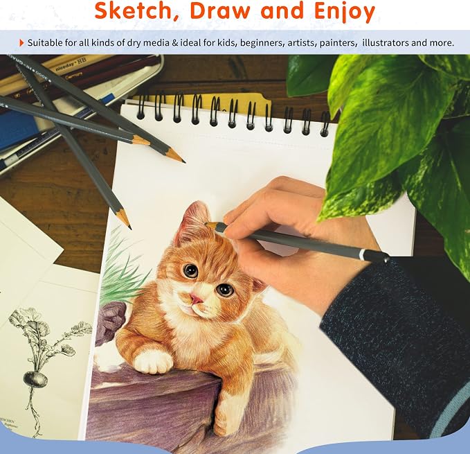 FIXSMITH 9"X12" Sketch Book, 100 Sheets, 68 lb/100gsm Sketchbook, 2 Pack | Acid Free Drawing Paper | Top Bound Artist Sketch Pad | for Kids, Beginners, Artists & Professionals | Bright White