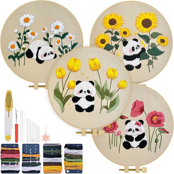 TINDTOP Embroidery Kit for Adult, Panda Embroidery Practice Kits