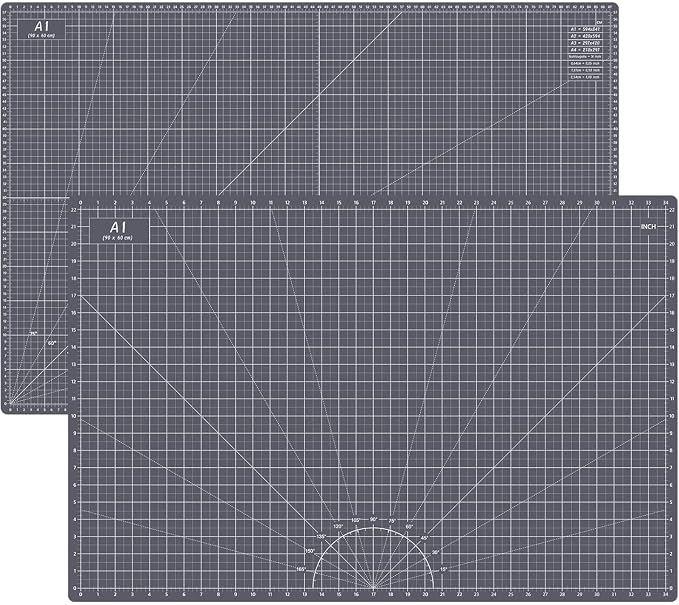 Headley Tools Thickened 24 x 36 Inch Self Healing Cutting Mat, Durable A1 Double Sided 5-Layer Craft Cutting Board for Fabric, Quilting, Sewing, Hobby, Scrapbooking, Arts and Crafts Project, Dark Gray